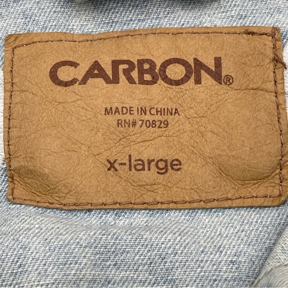 Carbon Savage Denim Jean Jacket Adult XL X-Large Embroidered Dragon Roses - Picture 4 of 14